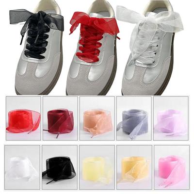 1 Par Zapatos Planos Casuales Suaves para Mujer Cordones para Zapatillas de Deporte 2,5 cm de Ancho Accesorios para Zapatos Cordones de Zapatos Cordones de Satén de Seda