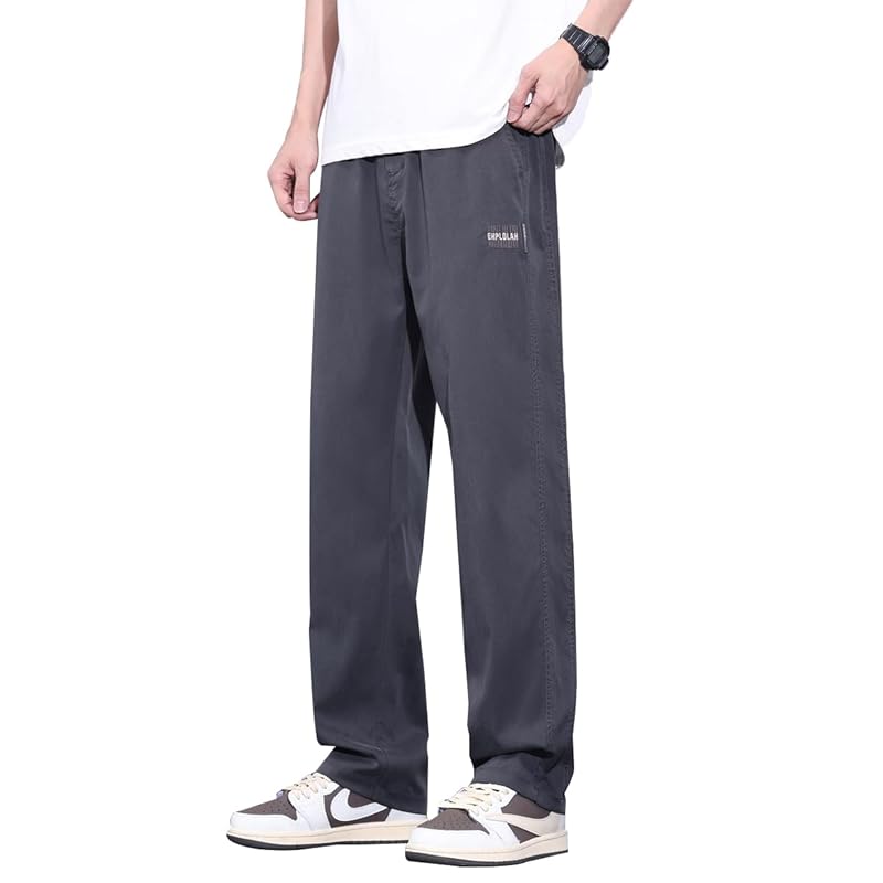 

[Candy Kiosk] pants men s straight pants cool wide pants summer clothes long pants Relaxing easy pants Plain color bottoms breathable comfortable