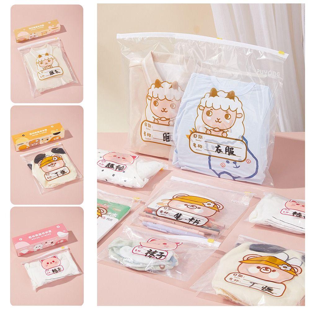 10/15PCS Cartoon Pattern Classified Sealed Bag Moisture-proof Cloth Sorting Pouch  Travel
