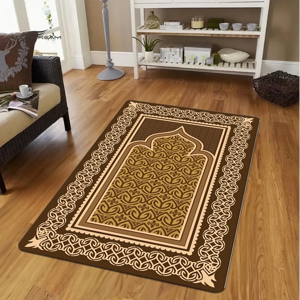 Muslim Prayer Mat Black Carpet for Living Room Sofa Rug Home Decor Bedroom Bedside Rug Lounge Hallway Floor Mat Doormat Washable