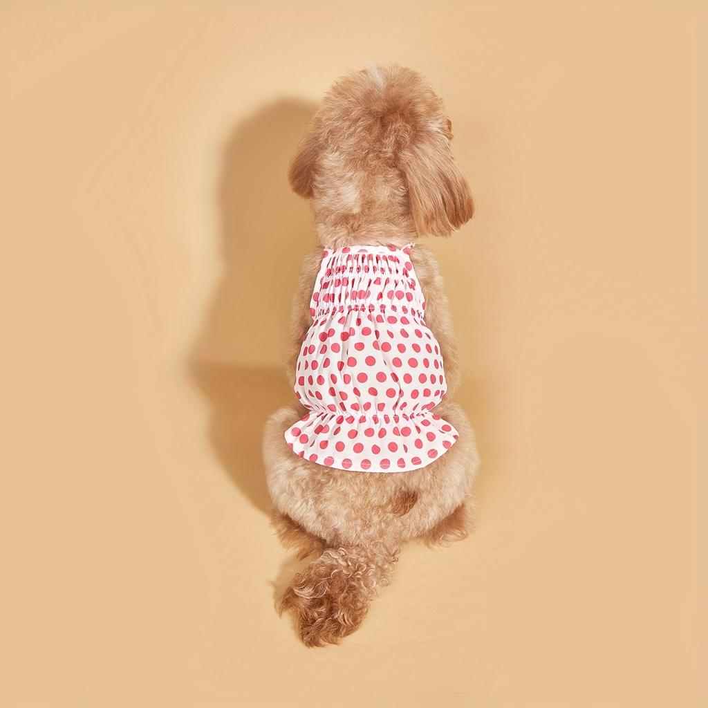 Colorful Polka Dot Dog Girl Sundress, Multi-Color Breathable Small Pet Dress, Cute Sleeveless Puppy Clothes Summer Apparel Skirt