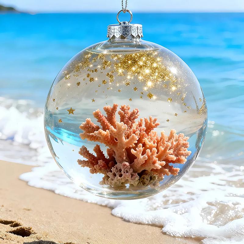 8Cm Transparent Acrylic Ball Cardinal/Hummingbird Pattern Creative Tree Decoration Hanging Pendant For Home