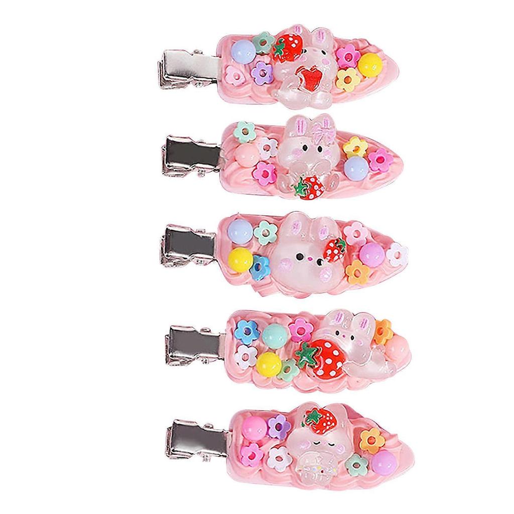 DIY Hair Clips Kit 5pcs Resin Plastic Stainless Steel Cartoon Kids