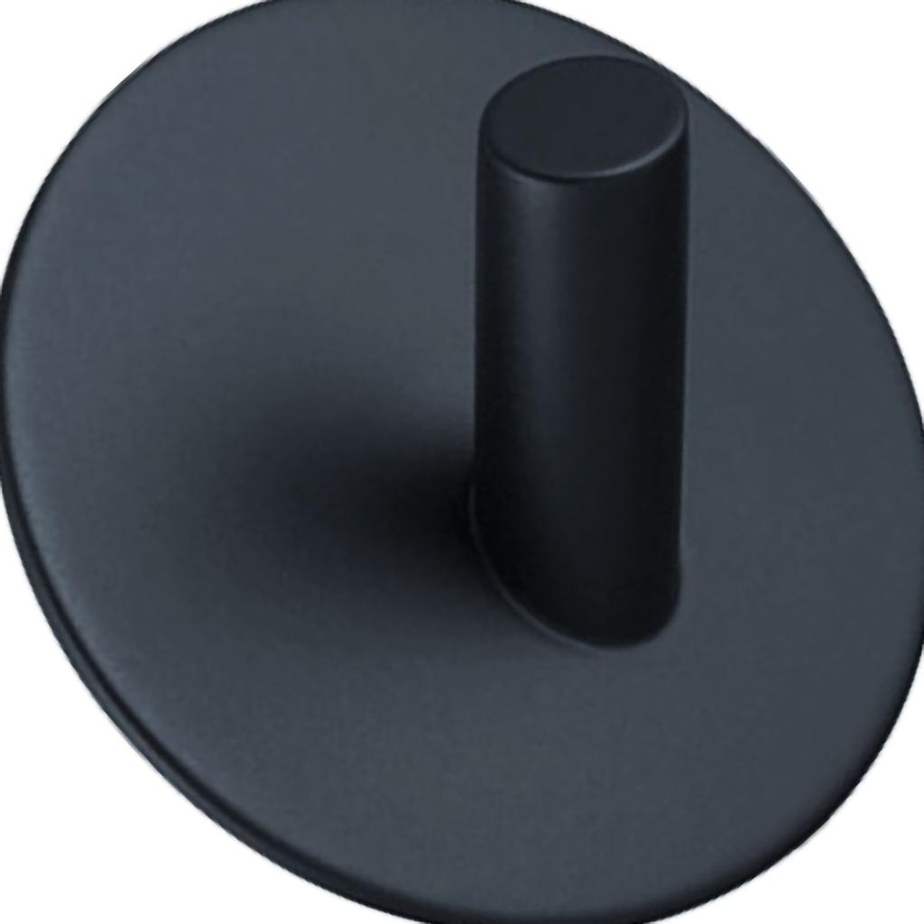Adhesive Hook No Punching Round Stainless Steel Sticky Shower Hook for Bathroom Kitchen Black
