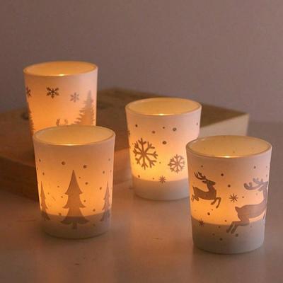 1Mini Weihnachtsbaum Elch Schneeflocke Kerzenhalter Glas Kleines Kerzenglas Weihnachtsgeschenk Heimladen Dekoration Ornament