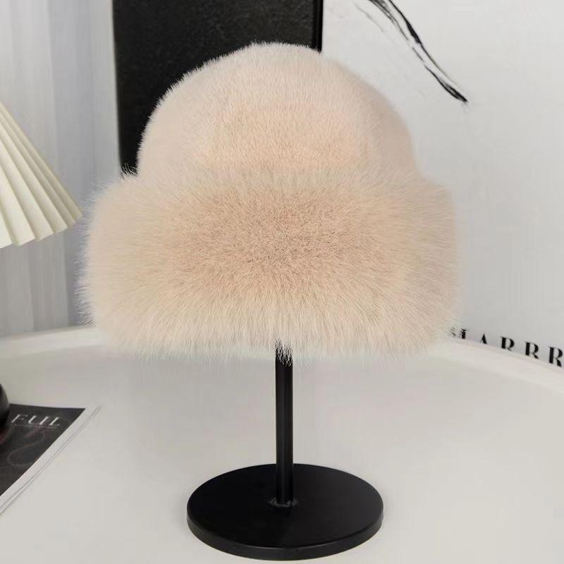 Hat Women's Winter Thickened Warm Imitation Fur Fashion Simple Mongolian Hat Imitation Mink Women Warm Fashion Hundred