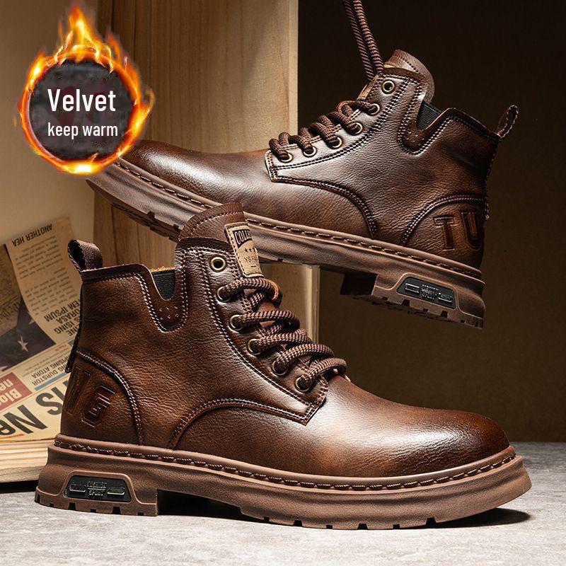 

Мужские высокие кожаные ботинки Martin — тренд осени/зимы, толстая подошва, рабочая одежда для активного отдыха, повседневный американский стиль 41