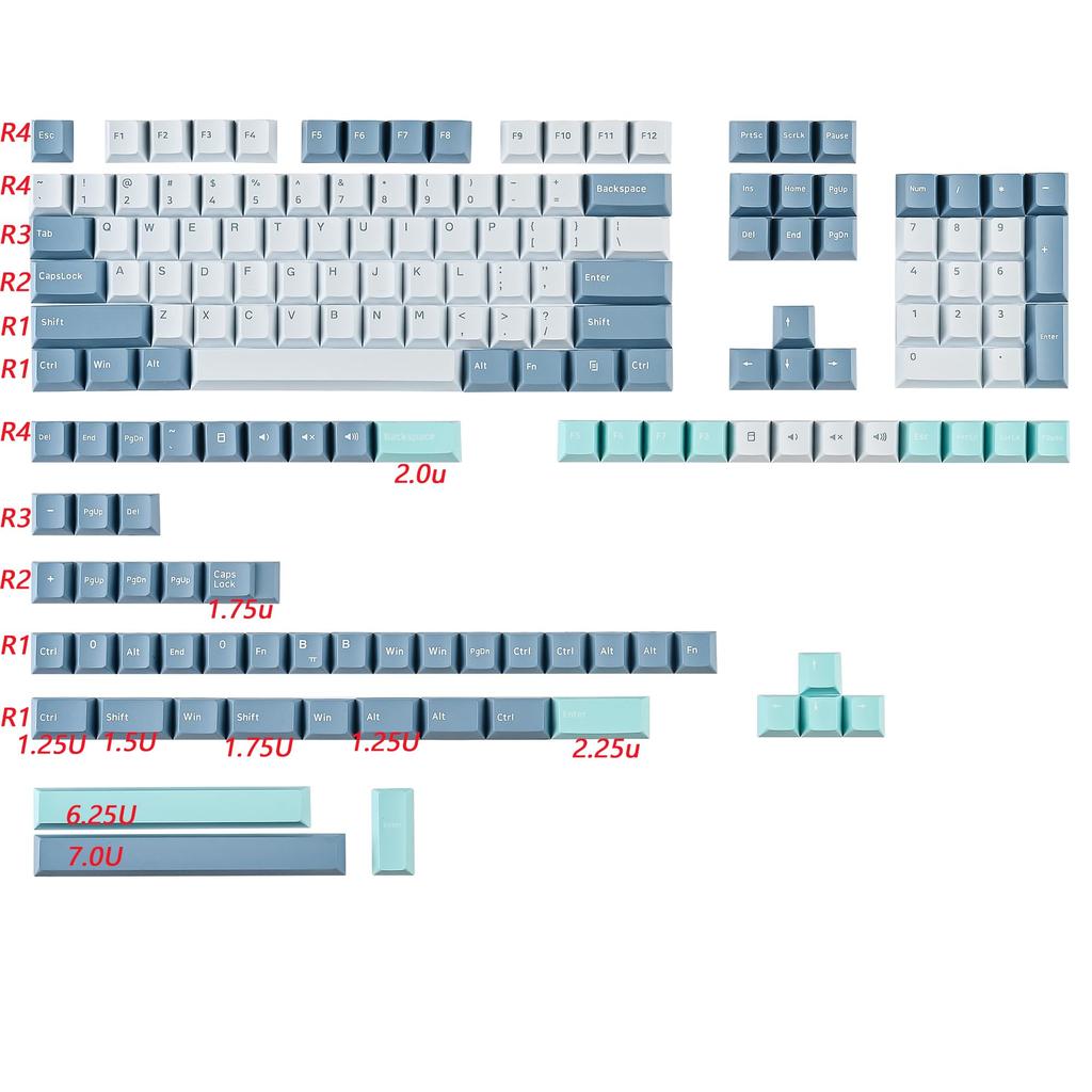 Ussixchare PBT Shoko Custom 168 Key Cherry Profile Doubleshot Keycap Set for MX Switches for US ANSI Layout Mechanical Keycaps, 60%/64/84/108