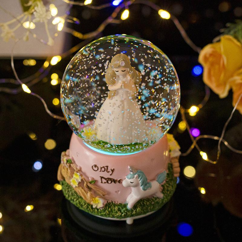 Prayer Crystal Girl Ball Music Box Room Decorated With Nightlights Aaa Battery