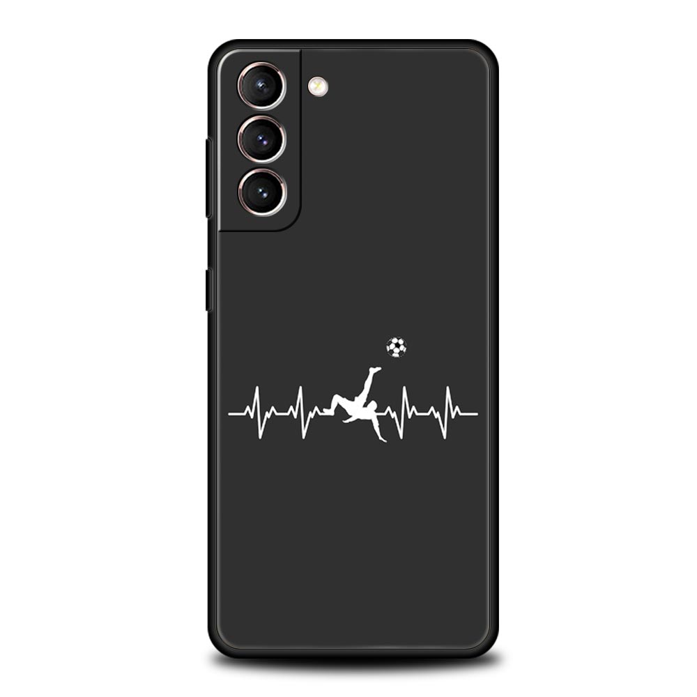 Phone Case For Samsung Galaxy S25 Edge S24 S23 S22 S21 Ultra S20 FE 5G S10 S10E S9 Plus Soft TPU Cover Soccer Heartbeat