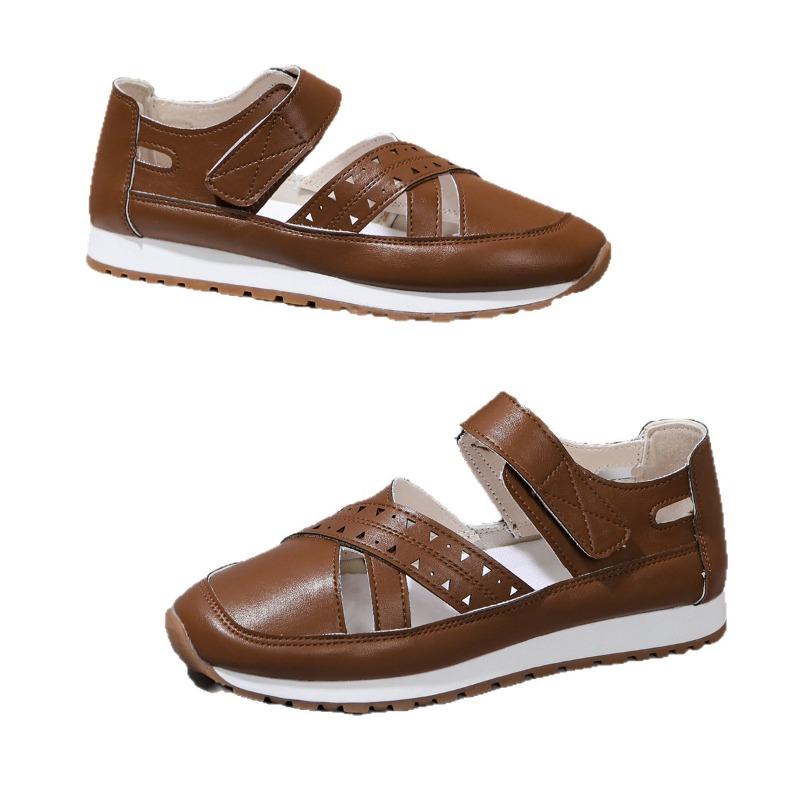 Summer Wedge Sandals with Wide Straps Open Back Sheer Fabric Large Size Platform Thick Sole Thick Heel Velcro Fastening