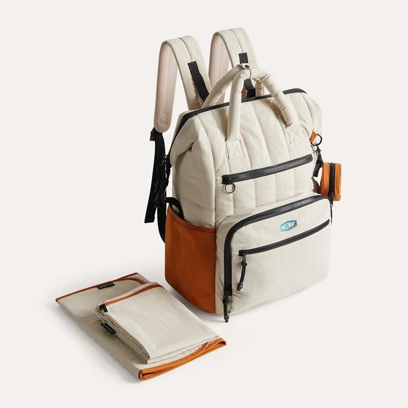 

BAGSMART Waterproof Diaper Backpack With changing mat 25L Mother Large Capacity Nappy Backpacks for Quit Outing помаранчевий