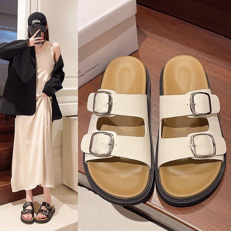 Boken platform women s slippers shoe buckle design casual outer wear non-slip beach shoes platform - CM fashion women s shoes 36-37 one size smaller белый 1578₽