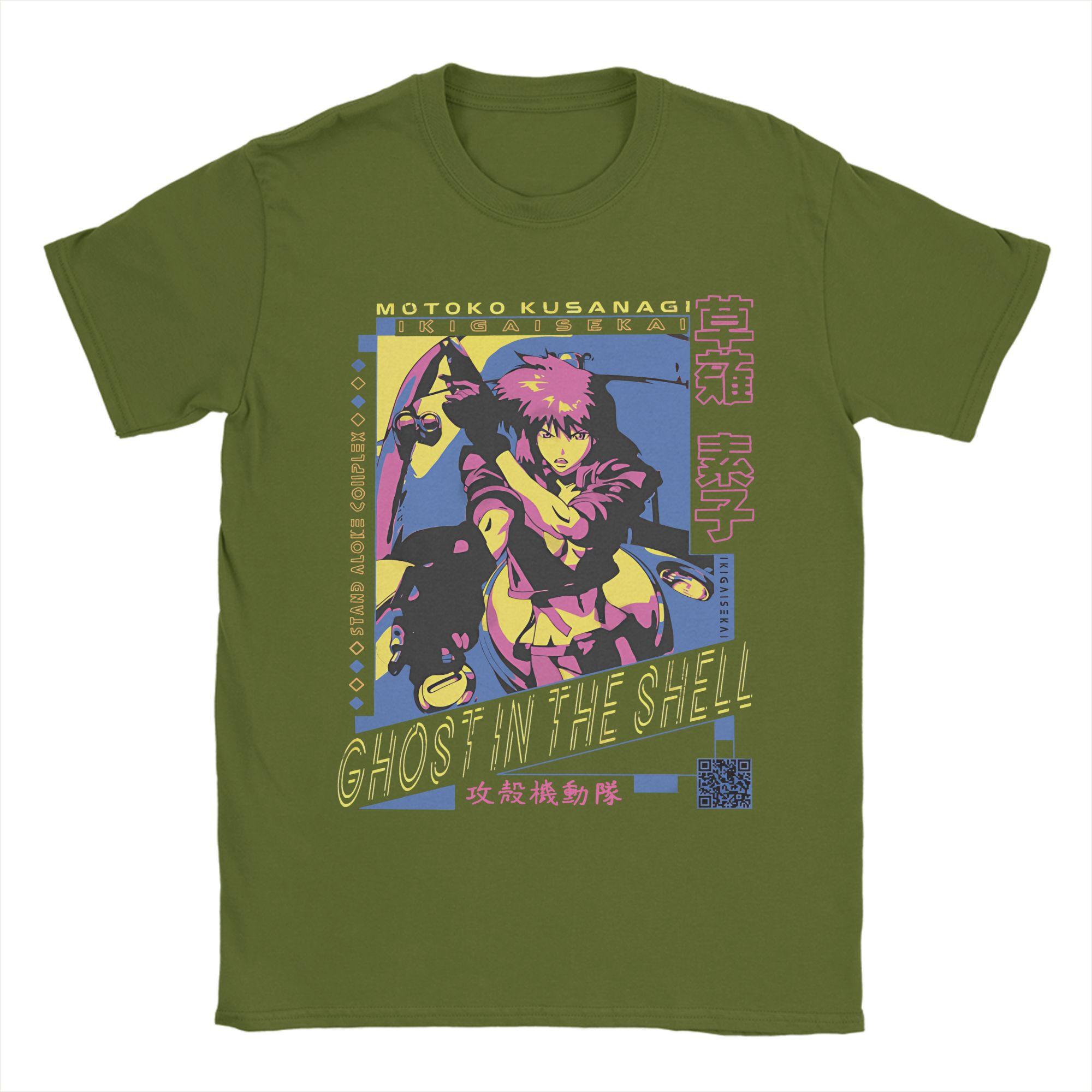 

Ghost in the Shell Cotton T-Shirt For Men Beach Funny T-Shirts O Neck Fashion Tees Oversized Pattern Tops 4XL