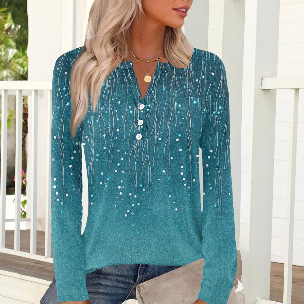 Lässiges und modisches Damen-T-Shirt mit Vintage-Blumenmuster, Rundhalsausschnitt und langen Ärmeln.