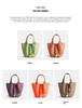 2025 Large Capacity Genuine Leather Commuter Handbag - Lychee Pattern Cowhide Bucket Bag
