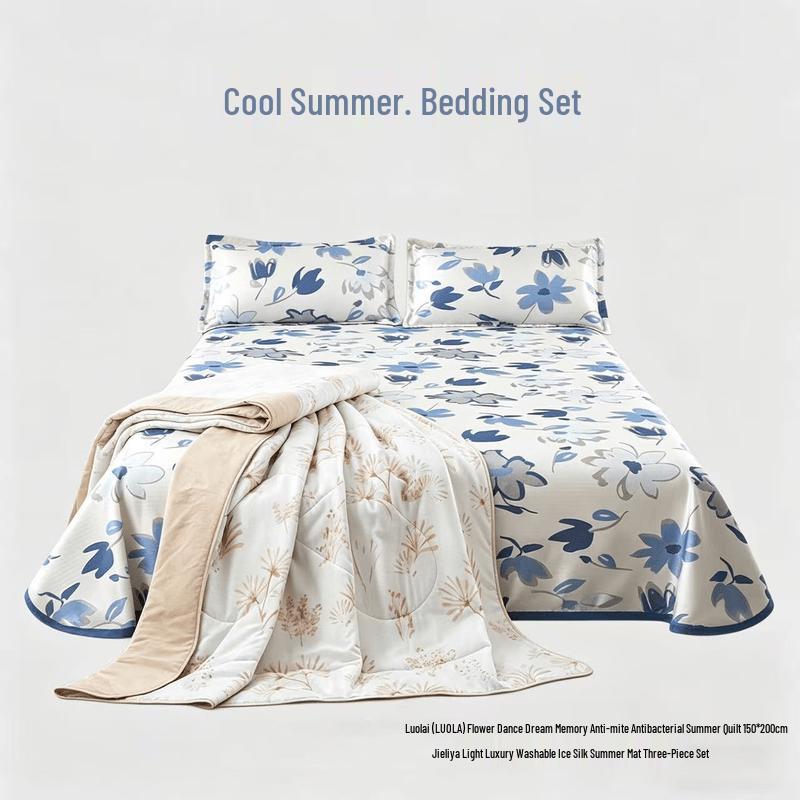 

LUOLAI Summer Quilt & Ice Silk Mat Combo