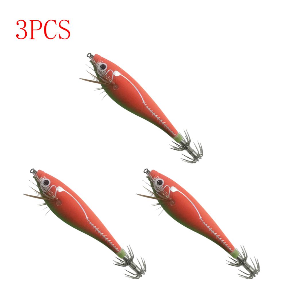 3 To 1 PCS Shrimp Fishing Bait Squid Fish Hook Wooden Octopus Fishing Bait Cuttlefish Artificial Fishing Bait Hard Bait Swinging Fishing Gear