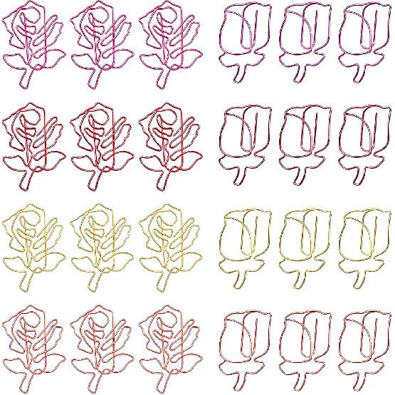 80 Pcs Cute Flower Paper Clips Set, Floral Paper Clips for Office Supplies Organization (Flower Shape 1)