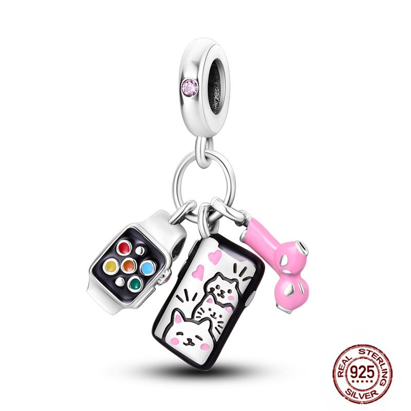 Colorful Heart Murano Glass Flower Travel Pink Charm Bead Components Copper Metal Compatible With Authentic Original Bracelet High Quality Fine