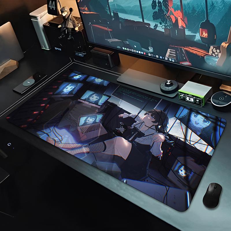 Anime Mauspads Gamer Computerzubehör Schreibtischunterlage x Serial Experiments Lain Gaming Büro Mauspads XXL Großer PC Teppich