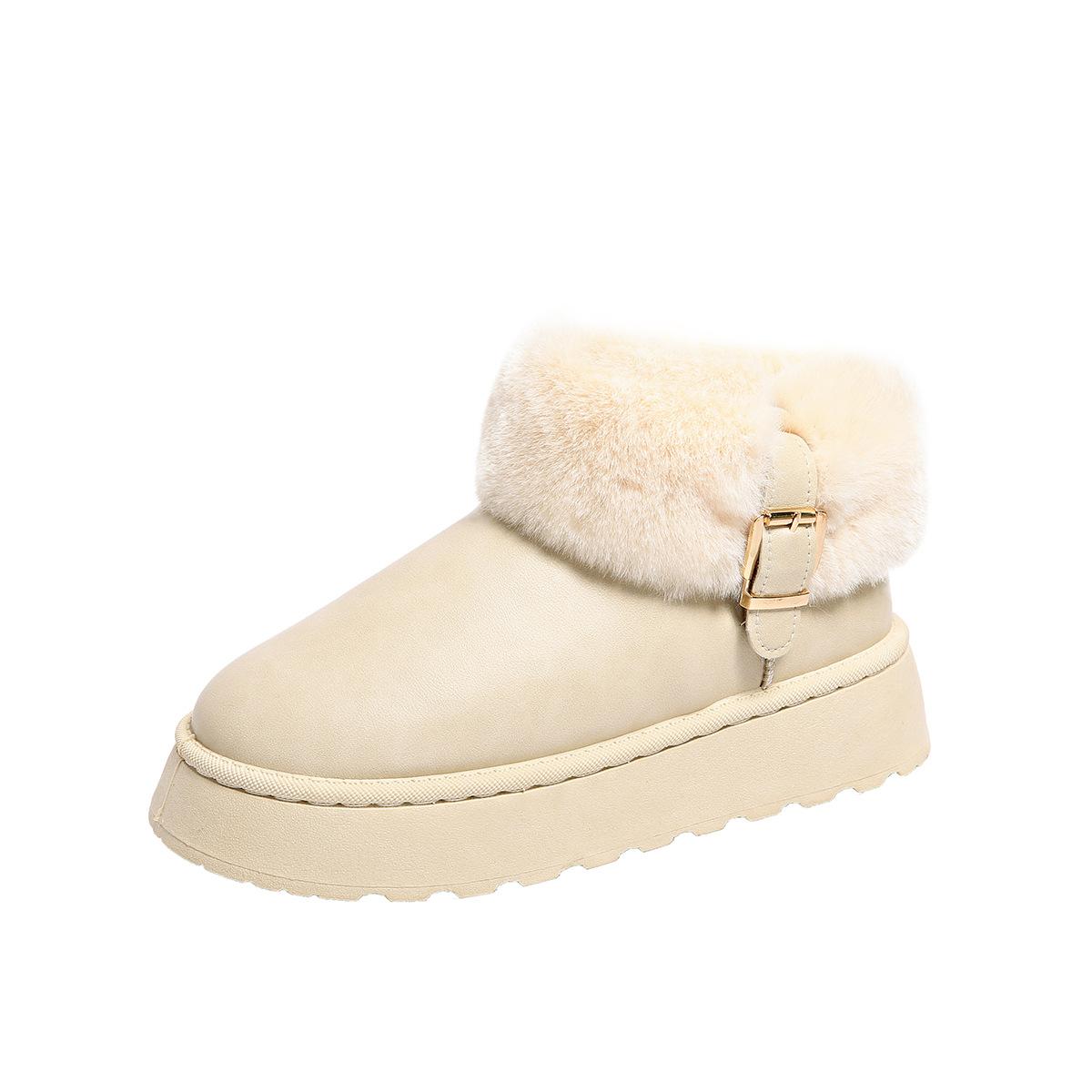 

Новые женские зимние ботинки большого размера, короткие, на толстой подошве, теплые и утепленные хлопковые ботинки 42 бежевый