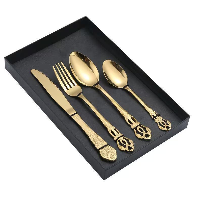 Königspalast Geprägtes Edelstahl-Besteckset: Messer, Gabel, Löffel - Elegante Esskollektion