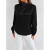 Light Transparent Solid Color Long Sleeved Top Satin Women’s Blouses & Shirts