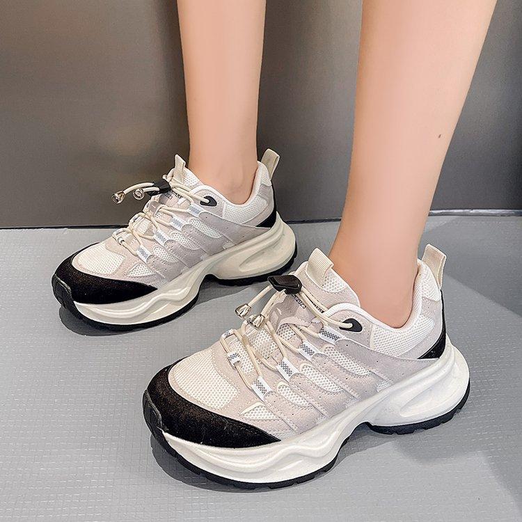 

Fishbone dad shoes women s 2025 spring and summer new thick-soled muffin shoes mesh breathable versatile sports and leisure shoes 40