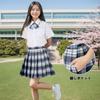 Sailor Uniform Set with Pleated Skirt and Checkered Skirt for High School Halloween Short Long and 4-Piece Girls, Costume, Sleeves, Sleeves, Shirt,