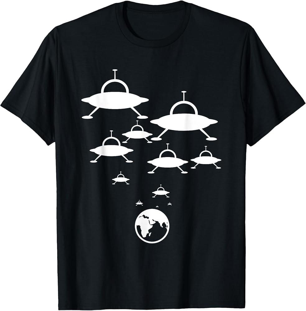 

Alien Spaceships Landing On The Earth UFO Fun Gift TShirt Unisex T-Shirt XXXXL