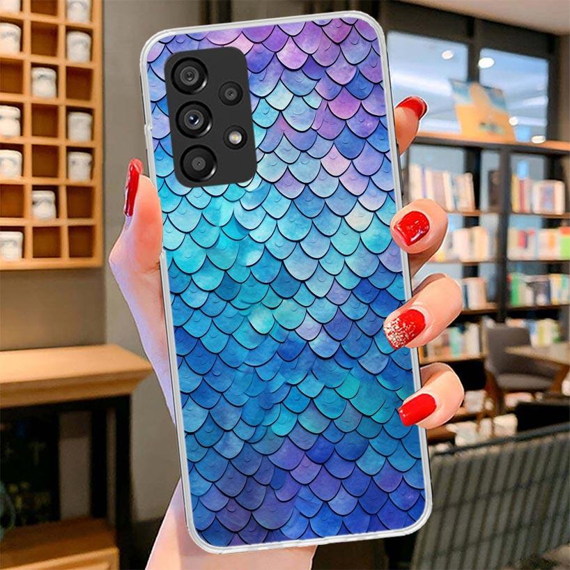 Fish Scale Pattern Mermaid Phone Case For Samsung Galaxy A12 A22 A32 A52 A72 A02S Phone Case Note 20 Ultra 10 S10 Plus A51 A71 A