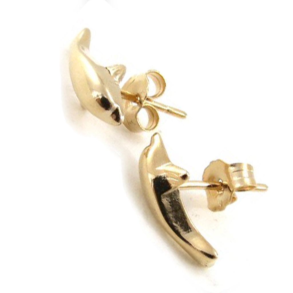 Les Trésors De Lily [D7362] - Gold Plated Earrings 'Heureux Dauphins' Gold - 5x12 Mm