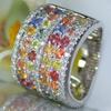 Luxury Inlaid Multicolored CZ Women's Ring Sparkling CopperColor Geometry Daily Wear Party Jewelry Anniversary Gift