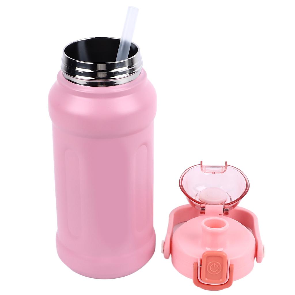 1100ML Vacuum Cup Stainless Steel Insulated Water Bottle Sports Water Bottle with Straw Light Pink