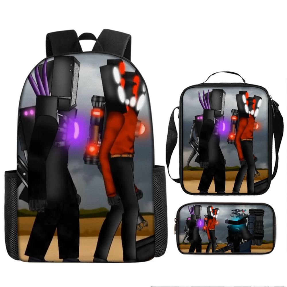 Zaino Spoof Skibidi Toilet Man Zaino Scuola Elementare Borsa Astuccio