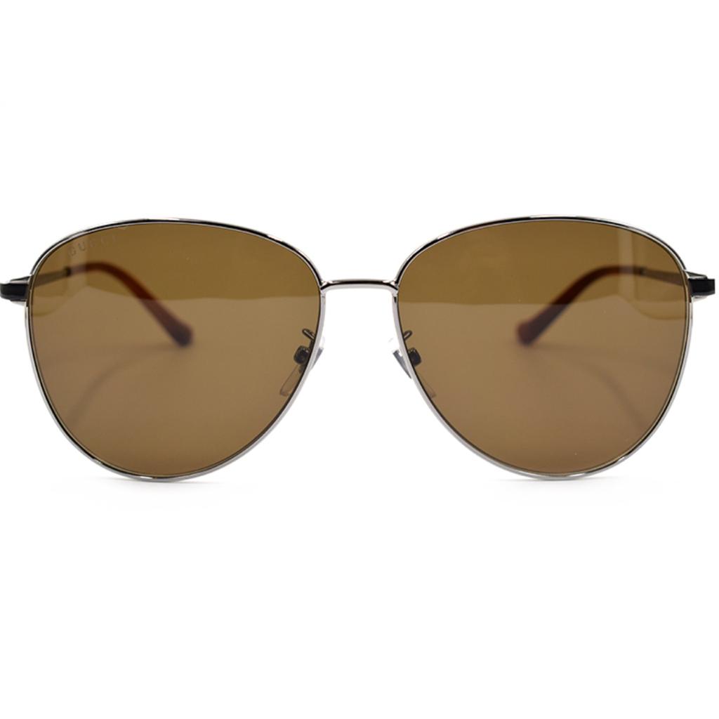 GUCCI Lightweight Metal Vintage Glamour Aviator Holiday Travel Edition Square Frame Sunglasses Men's Brown