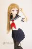 DD Compatible Cute High School Girl Sailor Uniform Short Sleeve White with Navy Skirt Summer Outfit Neat Pleated Skirt 60cm BJD Doll Clothes [Petite
