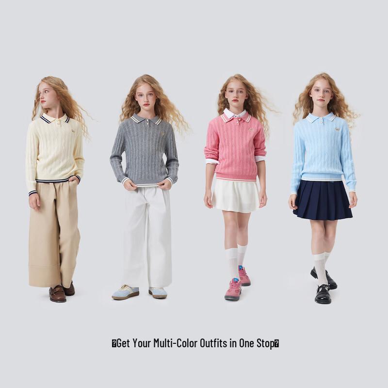 Navigare Girls' Polo Cable Knit Sweater