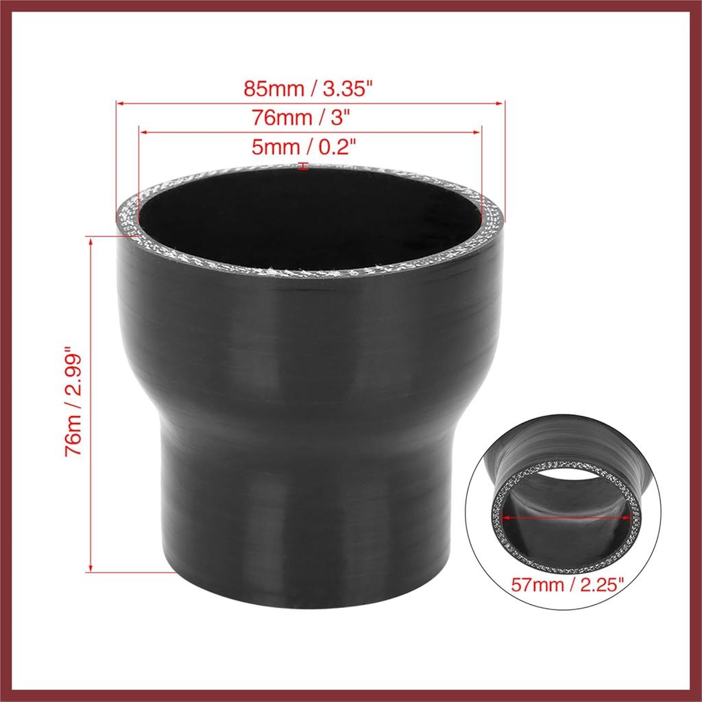 2,25" bis 3" Innendurchmesser Auto Universell Schwarz Silikon Reduzierstück Schlauchkupplung Ladeluftkühlerrohr Ersatzteile