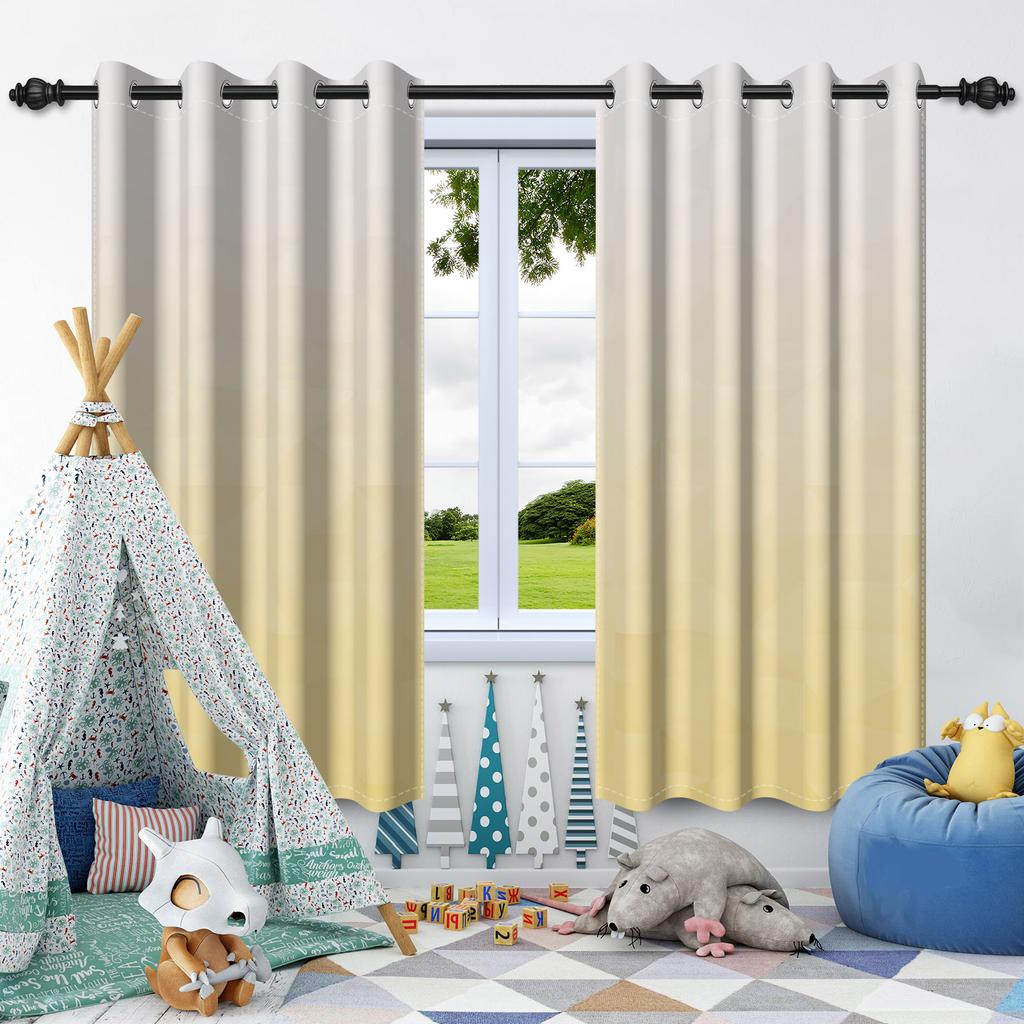 Simple Geometric Texture Solid Color Window Curtains Bedroom Living Room Indoor Outdoor Opaque Blackout Curtain Privacy Screen