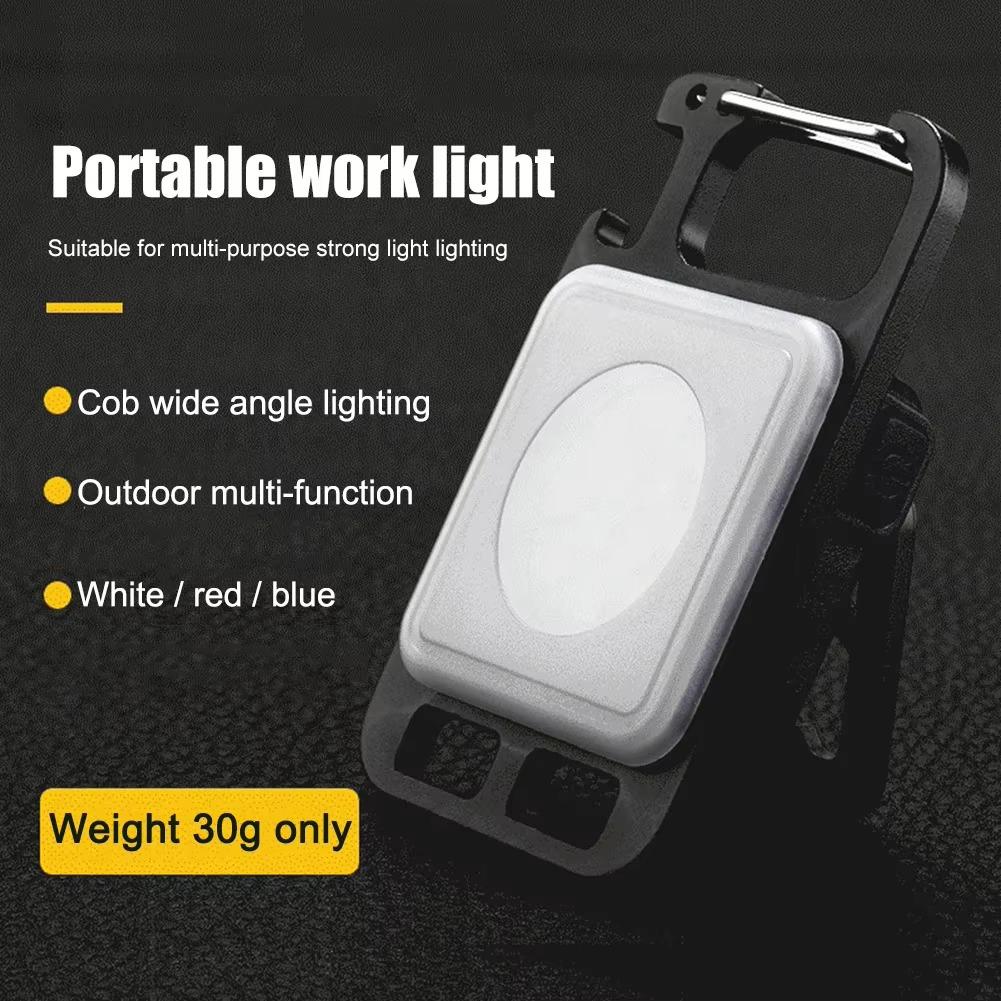 Mini Flashlight Work LED Light Rechargeable Lamp Pocket COB Keychain Portable Flashlight Outdoor Camping Small Light Corkscrew