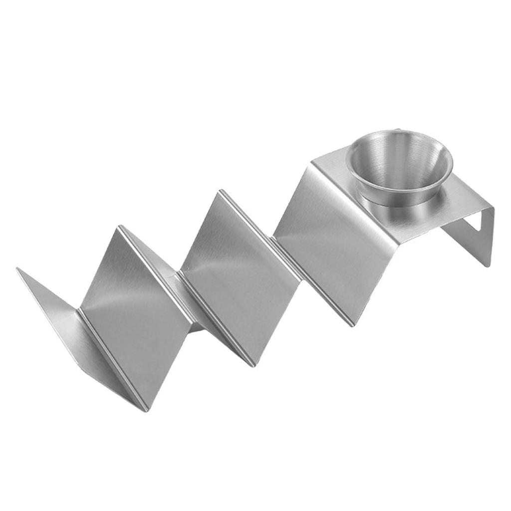 Leeseph Taco Holder Stand, Stainless Steel Taco Rack Tray with Condiment Cup, Taco Pancake Plate for Home Party Restaurant