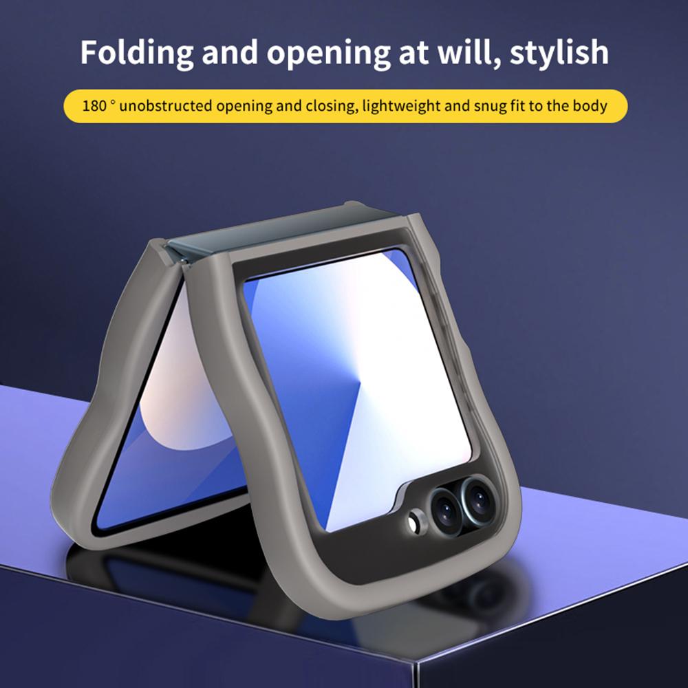 For Samsung Galaxy Z Flip6 5G/Flip5 5G Magnetic Case Mirror Rotating Kickstand Wave Edge TPU+PC Phone Cover