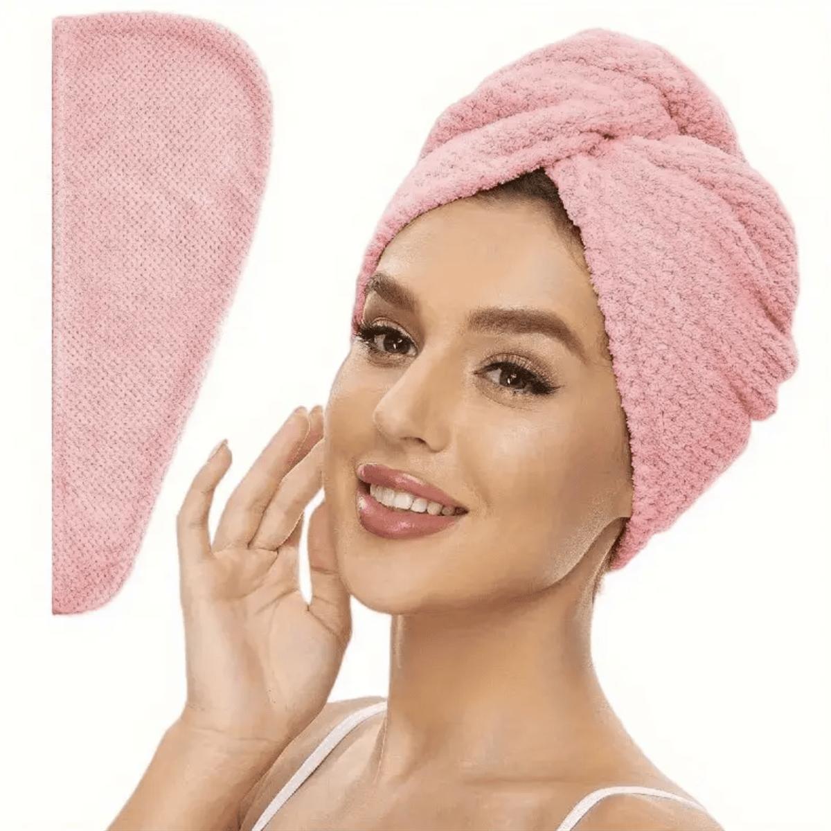 

UltraSoft Microfiber Hair Towel Quick Dry, Super Absorbent Wrap For Women Girls, Gentle On Frizzy Or Damaged Hair, Solid Color Bath Accessory 1pc Pink разноцветный
