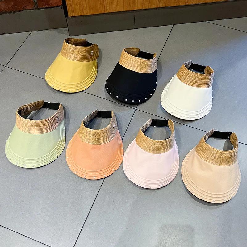 Summer Breathable Empty Top Hats For Women Girls Outdoor Adjustable Wide Brim Sun Caps Running Golf Sports Cap Holiday Beach Hat