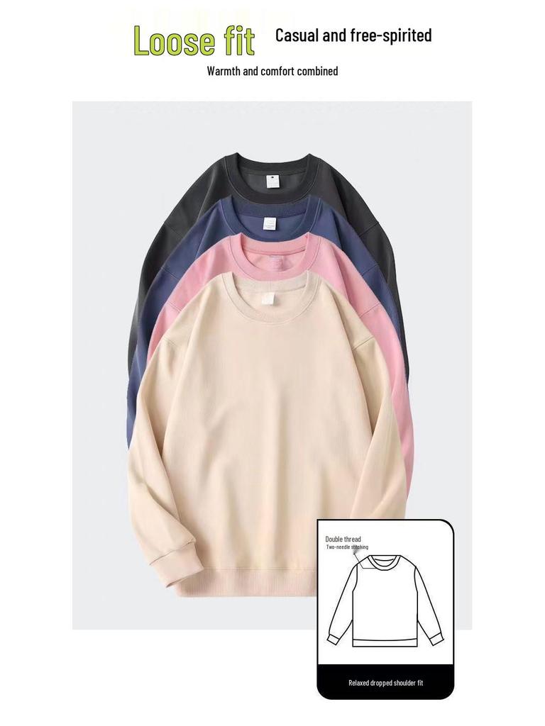 320g Heavyweight Men's Drop Shoulder Cotton Hoodie - Thick Long Sleeve Base Layer for Autumn/Winter