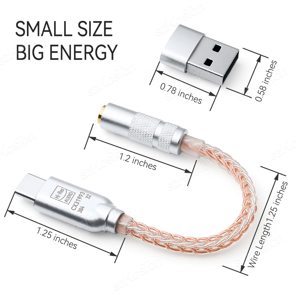 CX31993 DAC HiFi Headphone Amplifier Type C to 3.5mm Adapter 32b/384kHz Audio Decoder IEM AMP for iPhone15 Samsung ConverterGood product