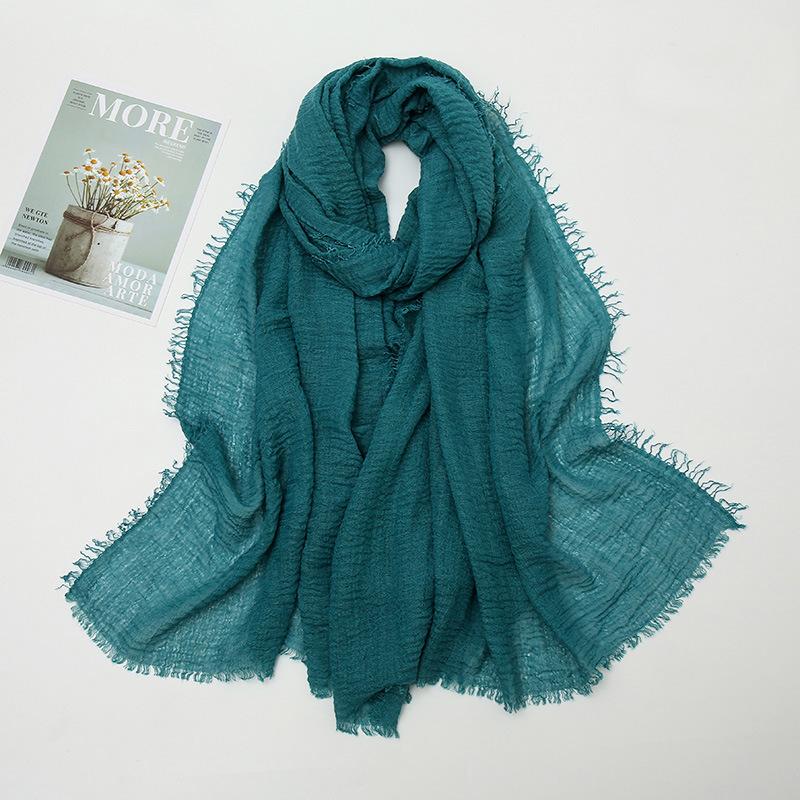 Hot-selling New Simple Solid Color Wrinkled Cotton and Linen Scarf, Soft and Skin-friendly In Winter, Warm Scarf Women