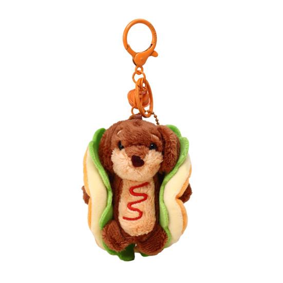 Dachshund Dog Hamburger Keychain Pendant Plush Bag Charm Dual-Function Key Chain Bag Hanger Accessory